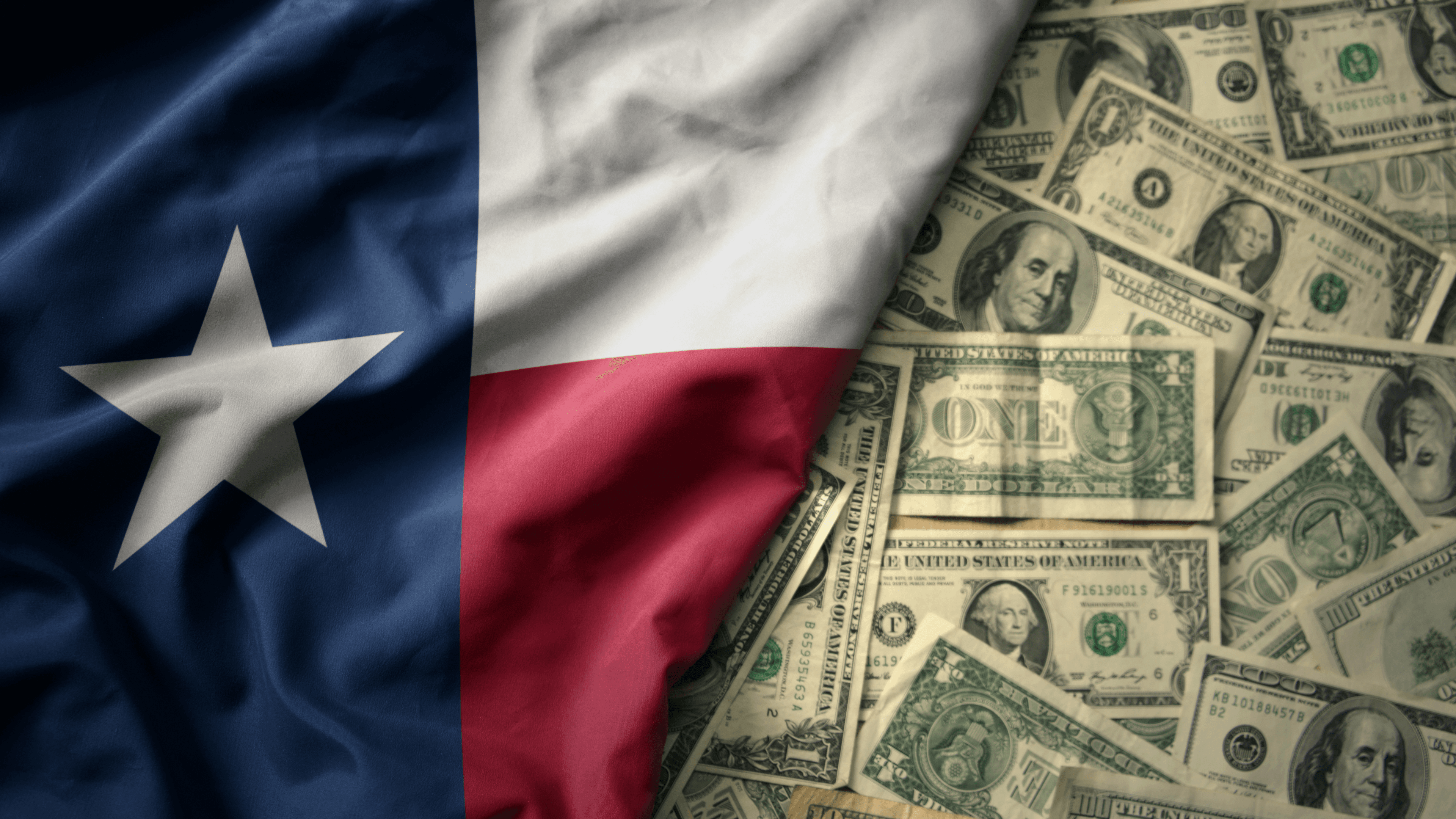 Texas flag and cash